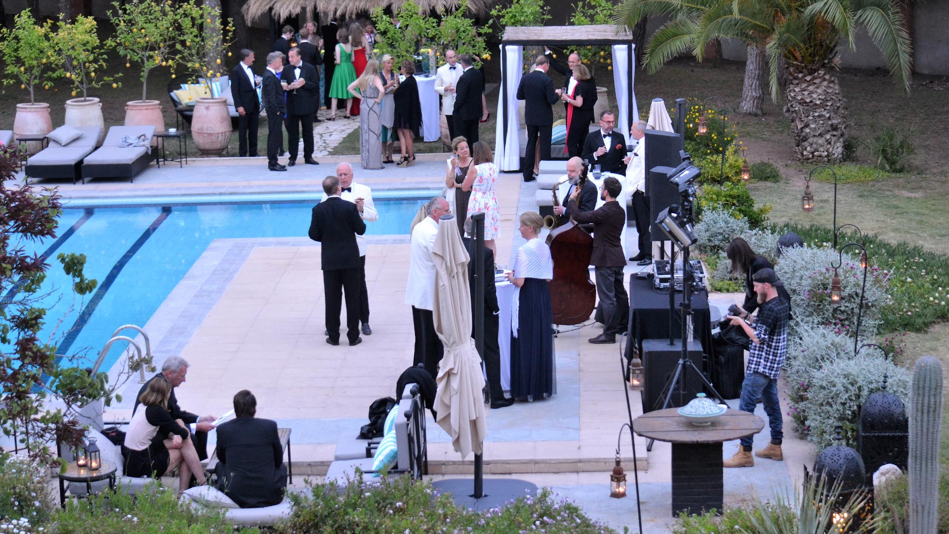 Social event by the pool